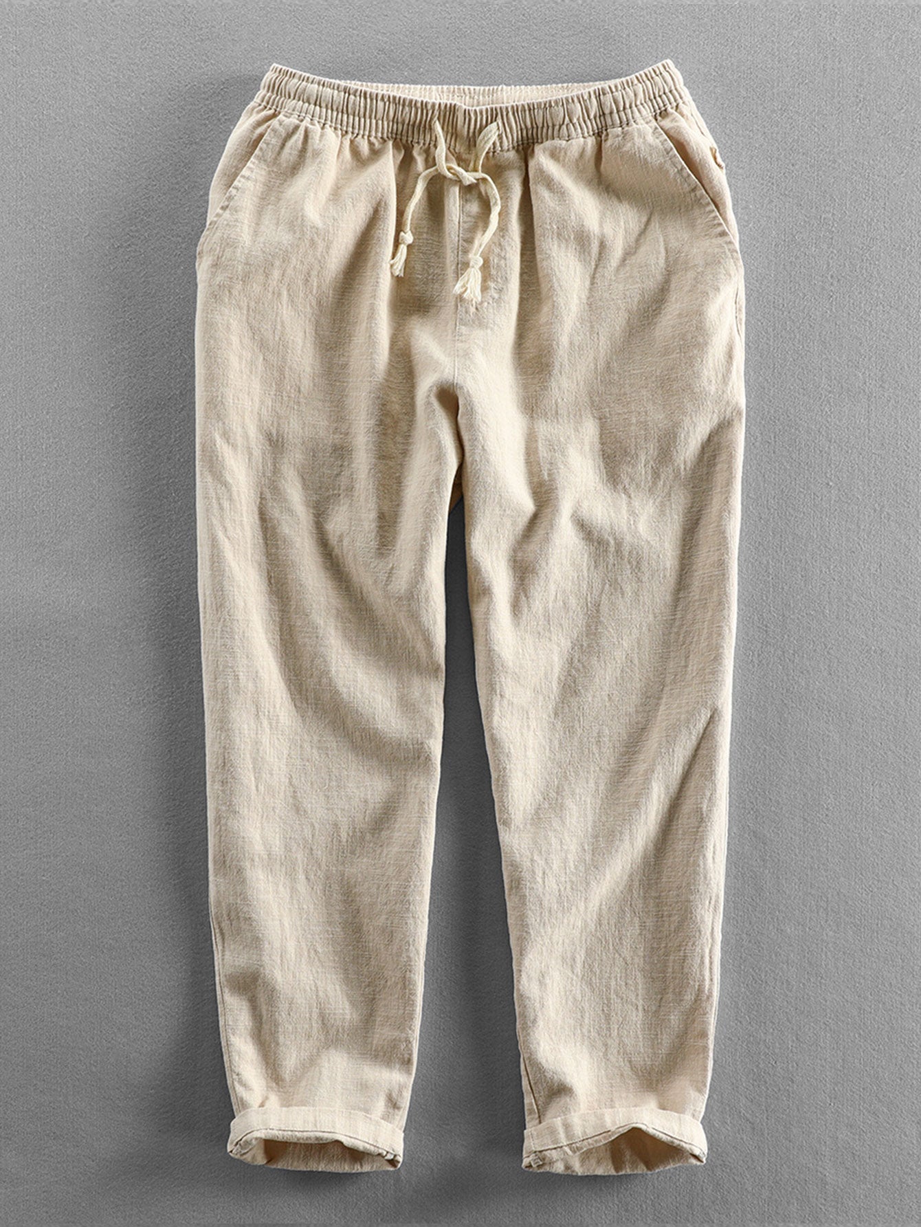 Long Sleeve Linen and Cotton Blend Button Up Shirt & Linen Cotton Blend Cropped Pants