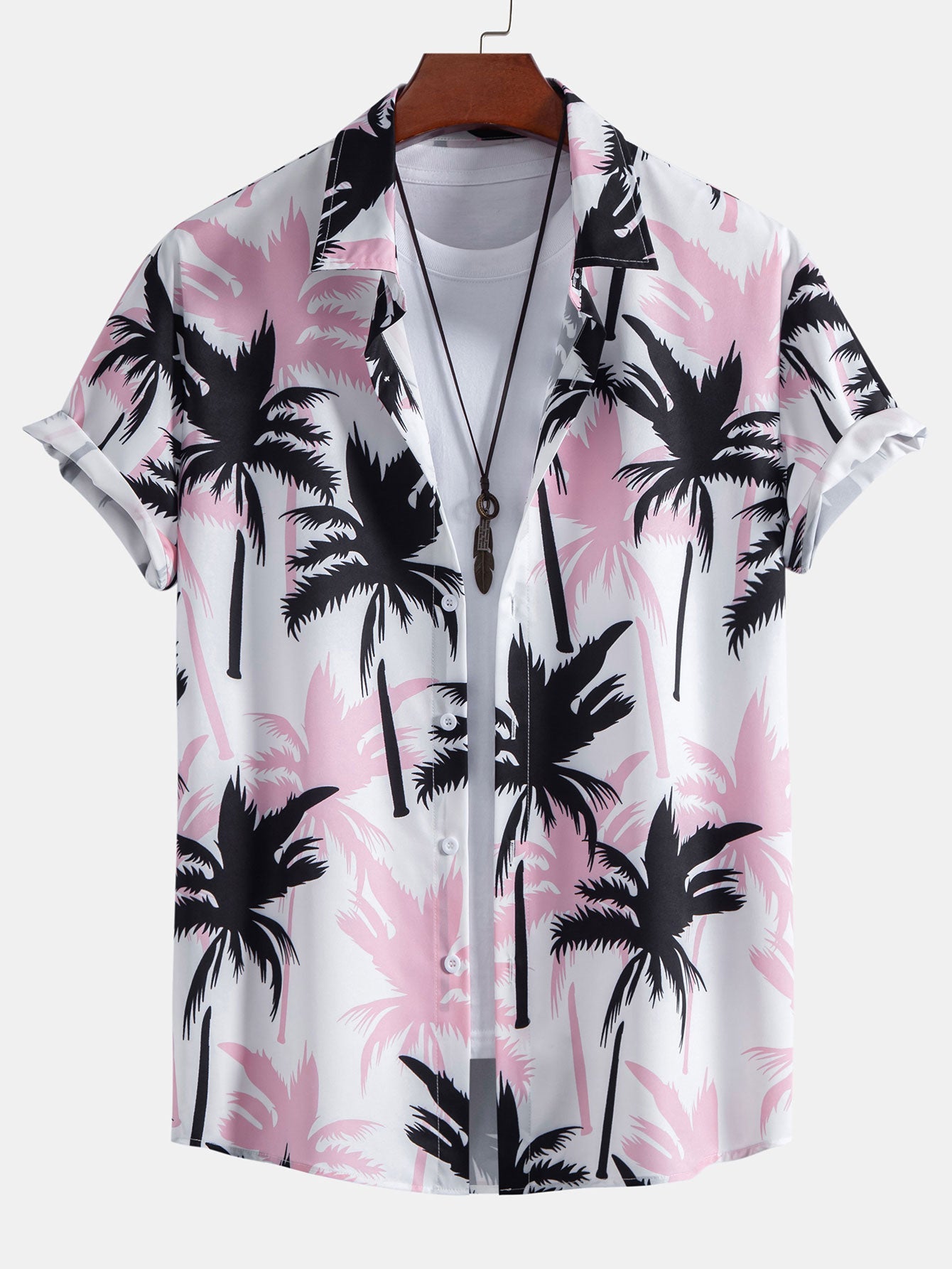 Palm Tree Print Button Up Shirt & Swim Shorts