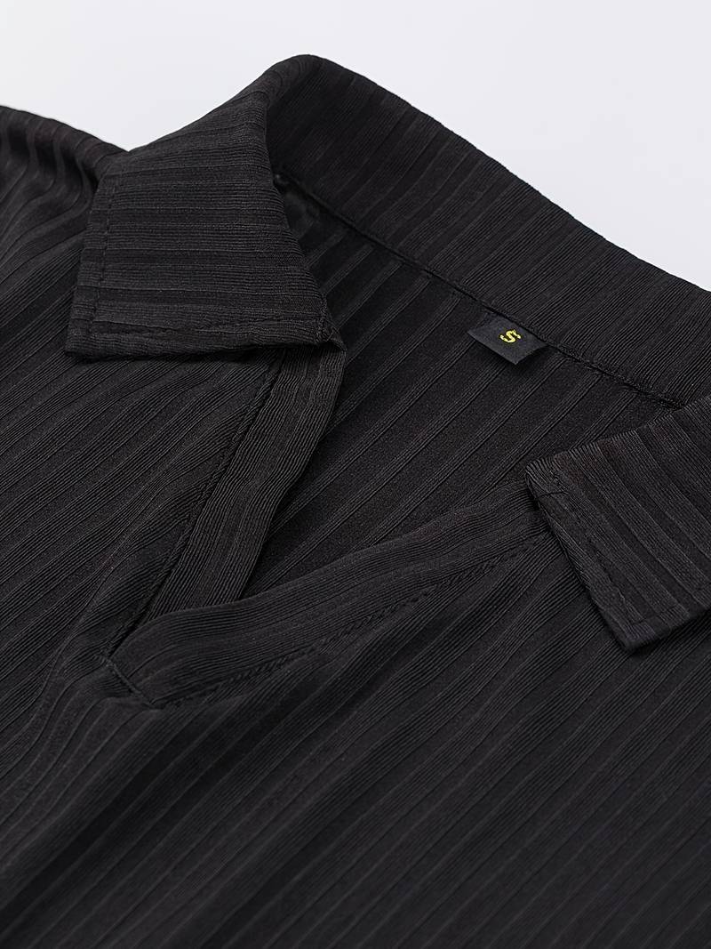 OXY RIBBED POLO SET - BLACK