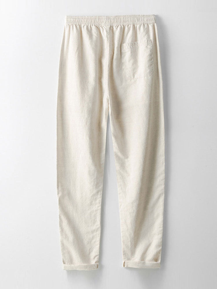 Striped Jacquard Cuban Collar Shirt & Straight Leg Linen Pants