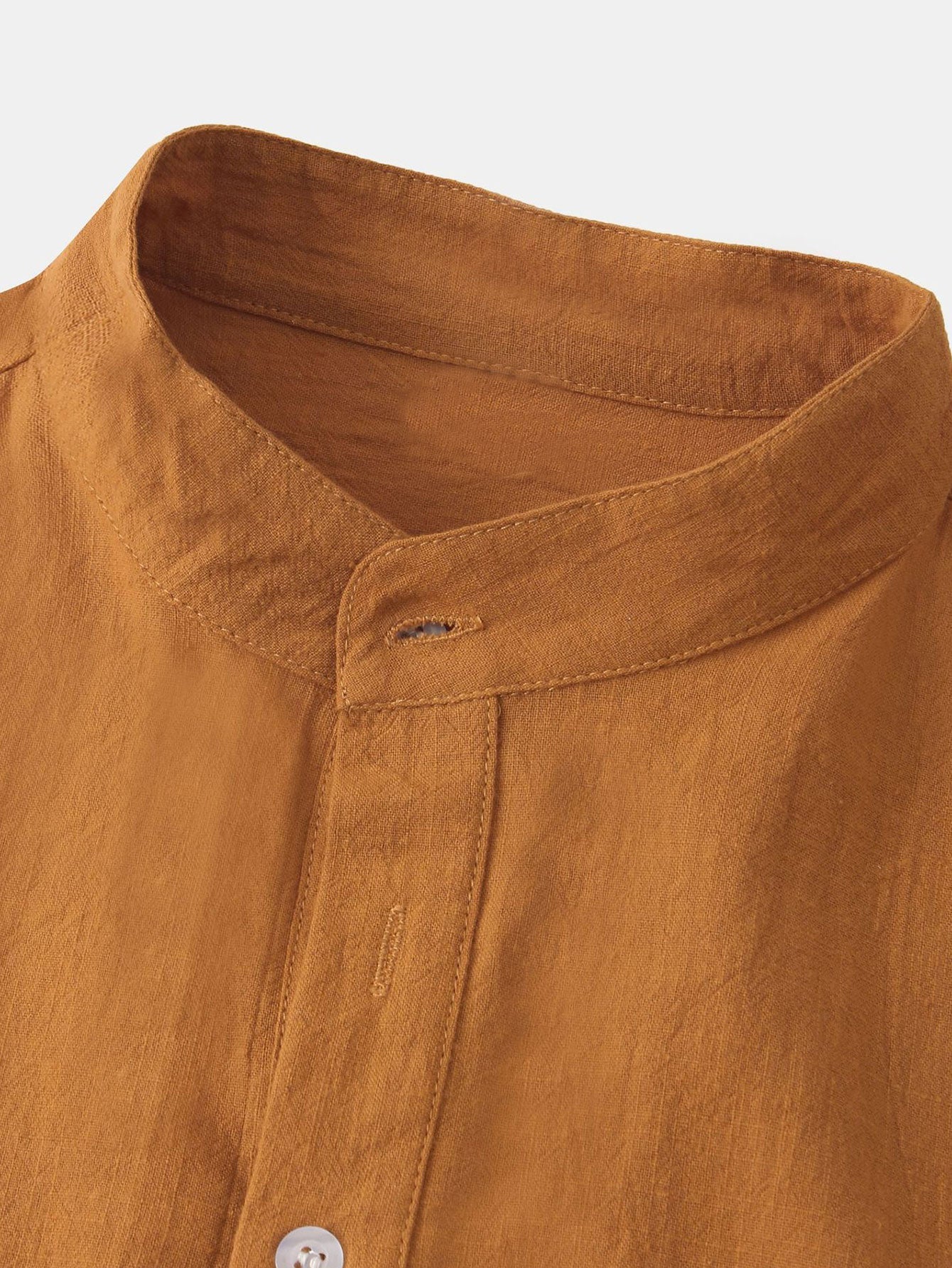 Solid Color Basic Henley Shirts & Linen Cotton Blend 11" Shorts