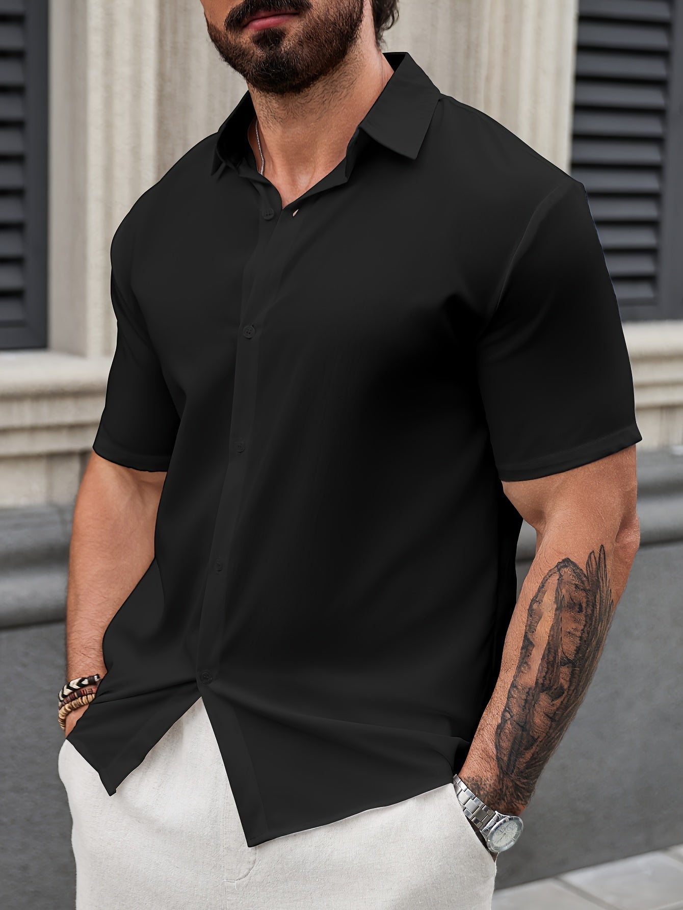 AXTON STRETCH SHIRT - BLACK