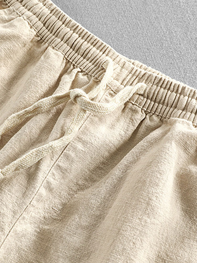 Linen Rayon Blend Cuban Shirt & Linen Cotton Blend Drawstring Shorts