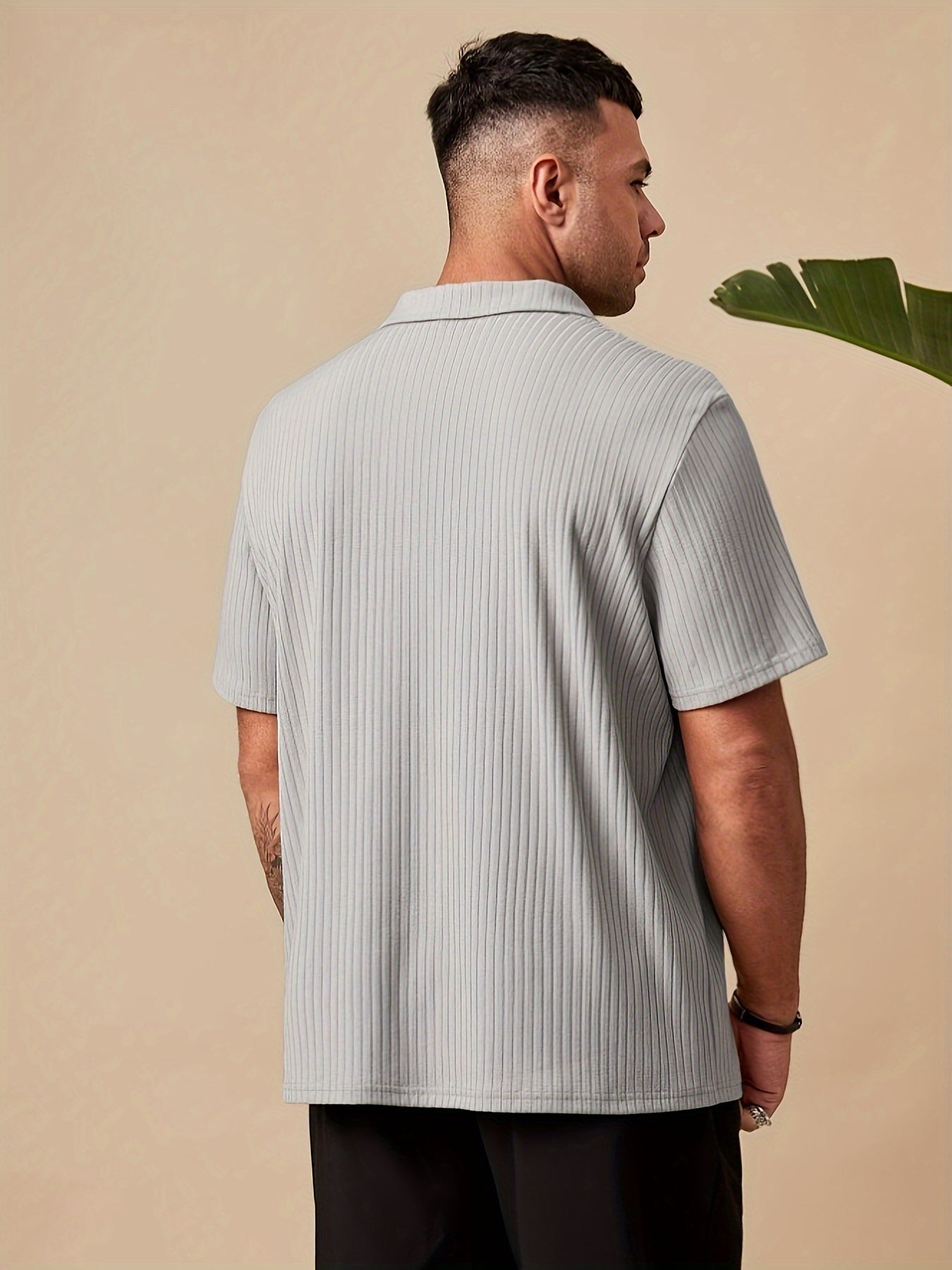 CASUAL RIBBED POLO - LIGHT GREY