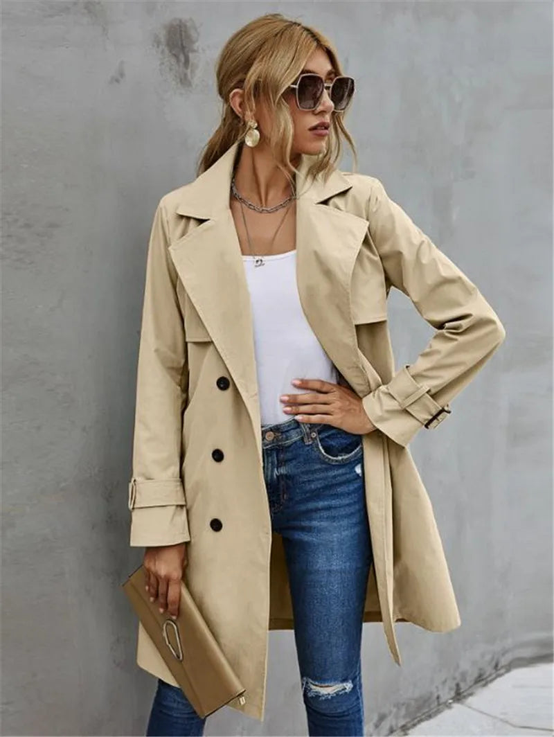 Corinne | Elegant, comfortable trench coat with a lapel collar