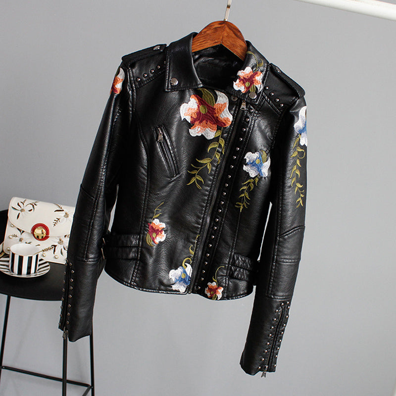 Dahlia | Leather Jacket - With Handmade Details