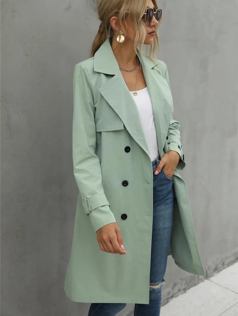 Corinne | Elegant, comfortable trench coat with a lapel collar