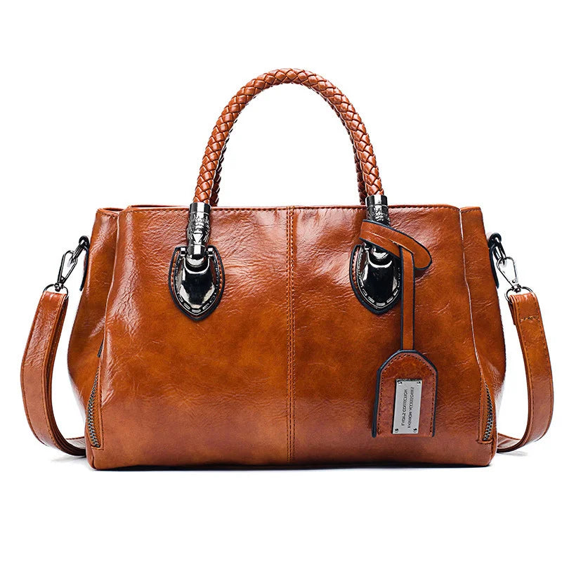 Mirabelle | Elegant Leather Handbag with Braided Handle