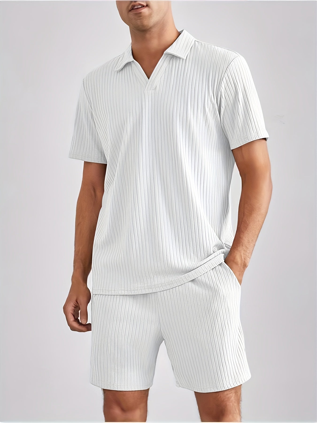 OXY RIBBED POLO SET - WHITE