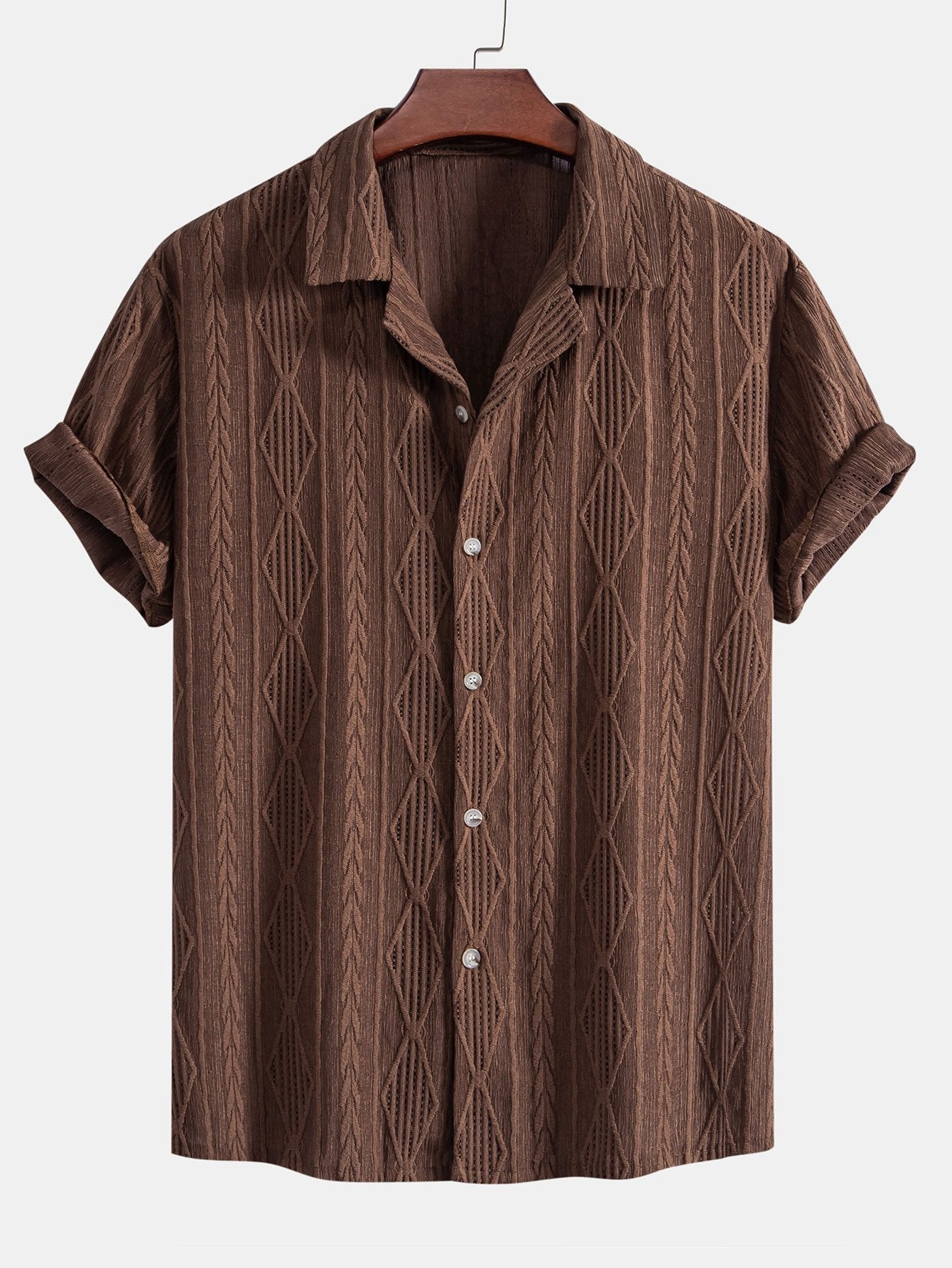 Geometric Jacquard Cuban Shirt & Linen Cotton Blend Shorts