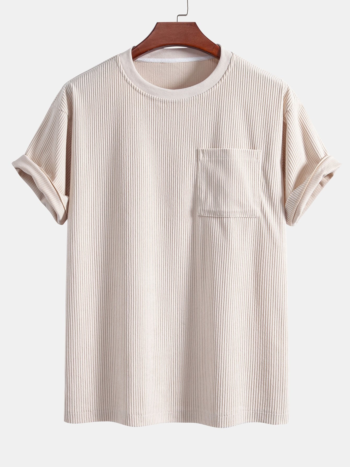 Corduroy Oversize T-shirt With Pocket & Shorts