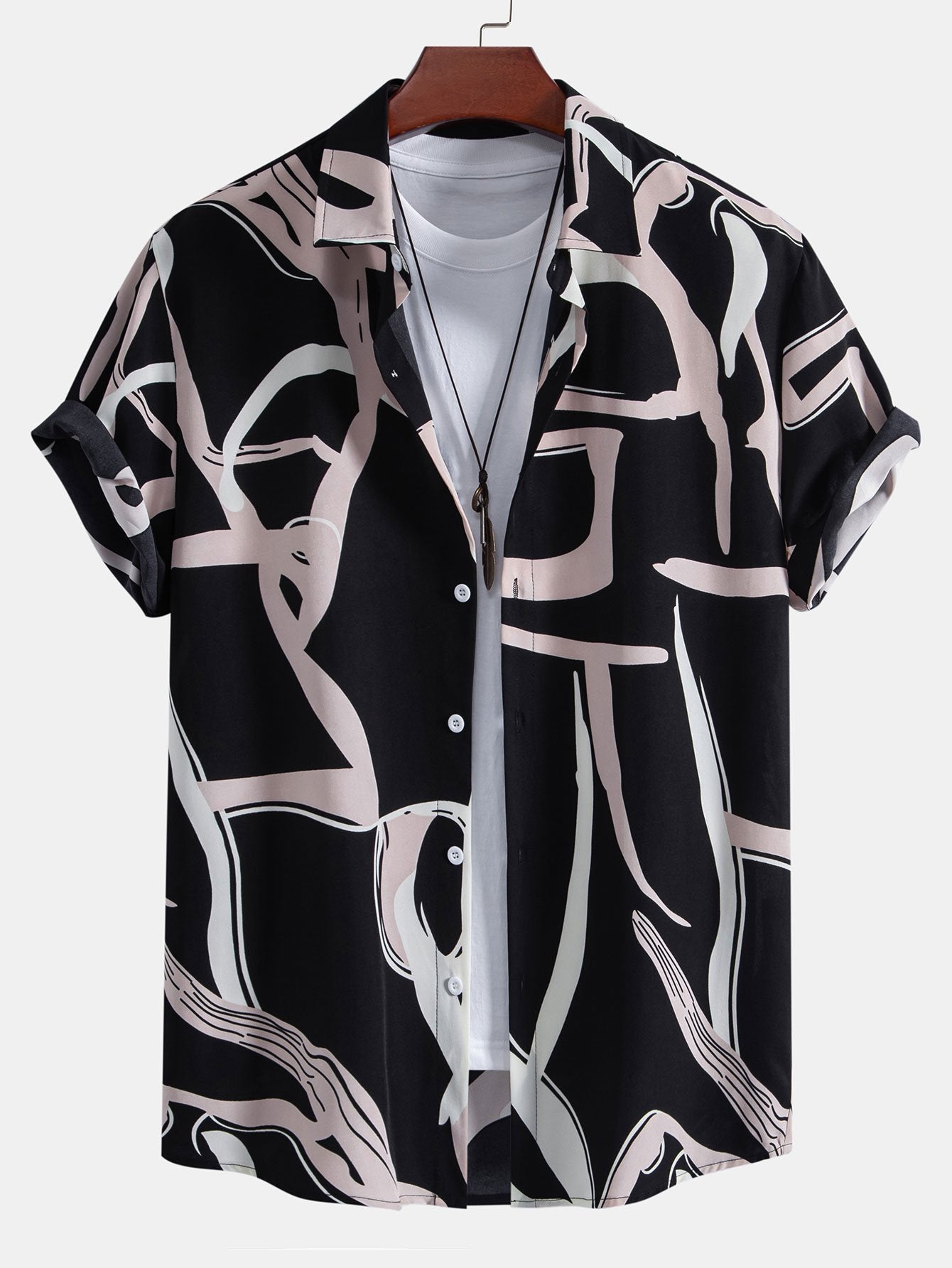 Abstract Print Button Up Shirt