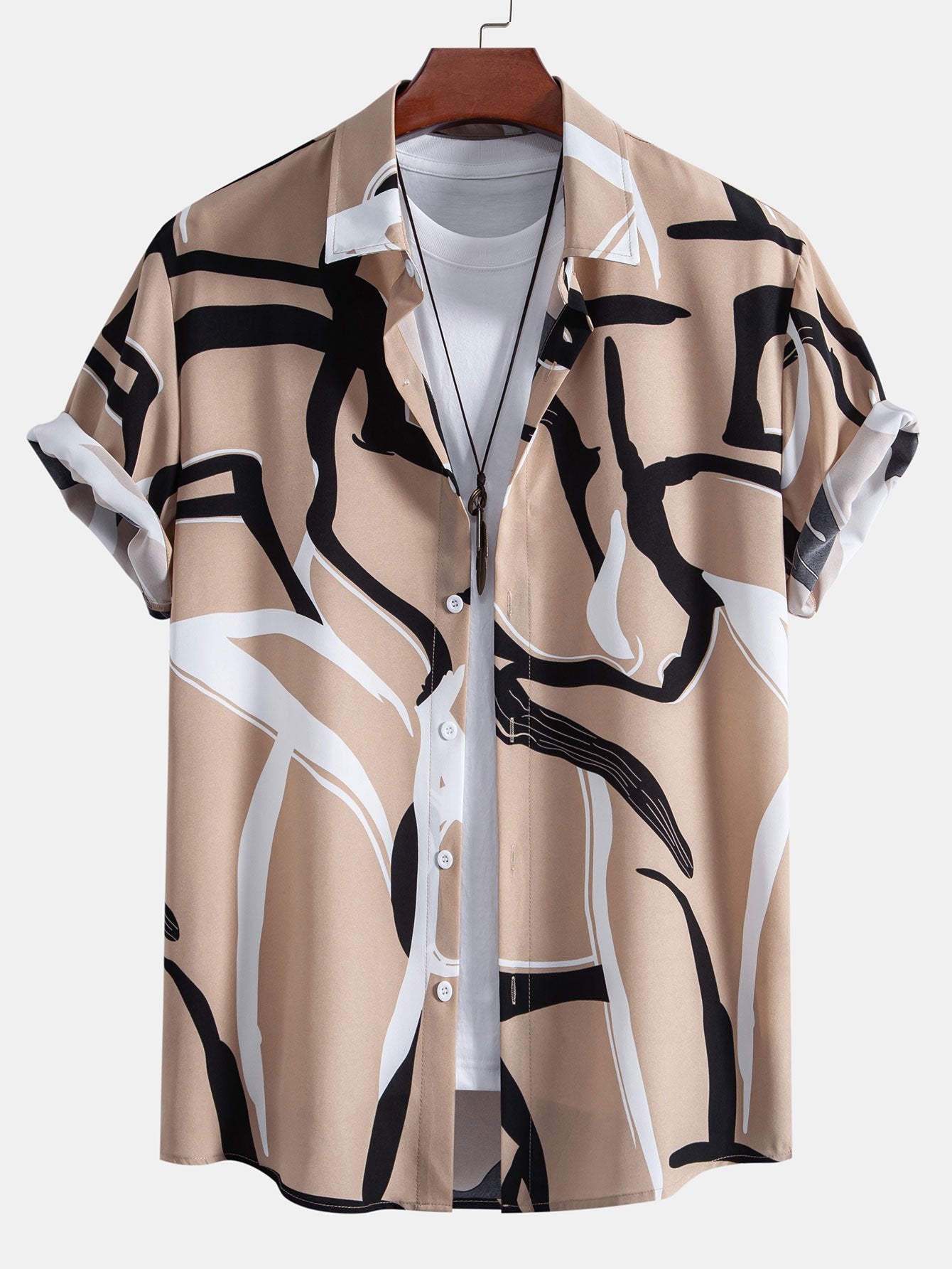 Abstract Print Button Up Shirt