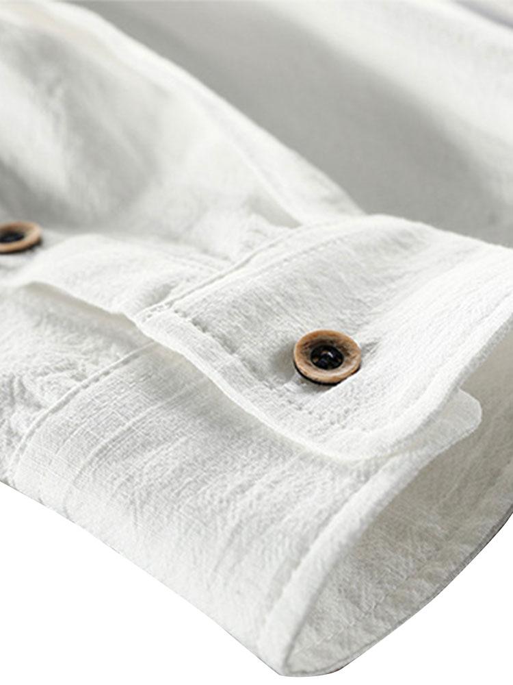 Long Sleeve Linen and Cotton Blend Button Up Shirt & Linen Cotton Blend Cropped Pants