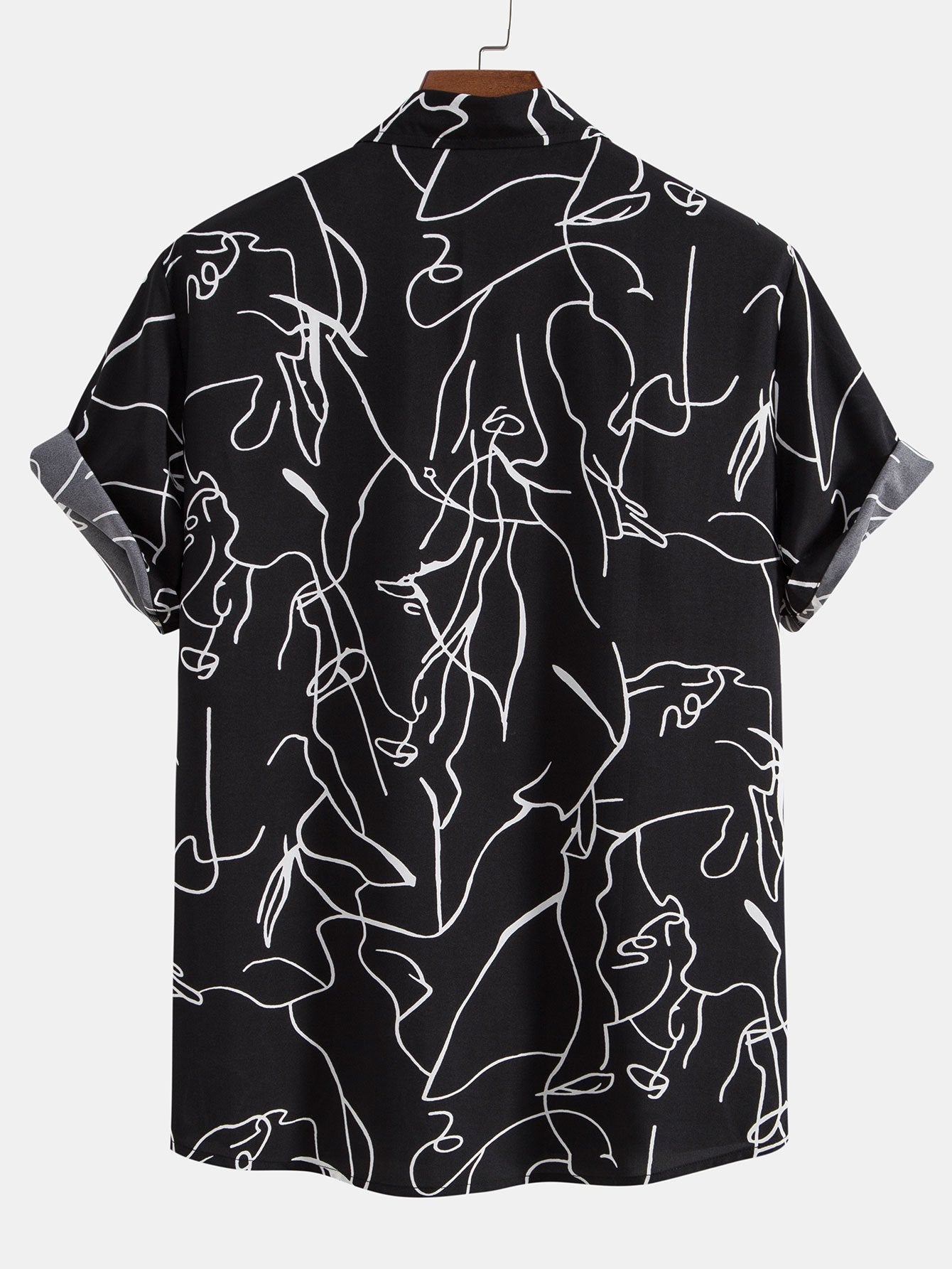 Abstract Line Print Buttton Up Shirt