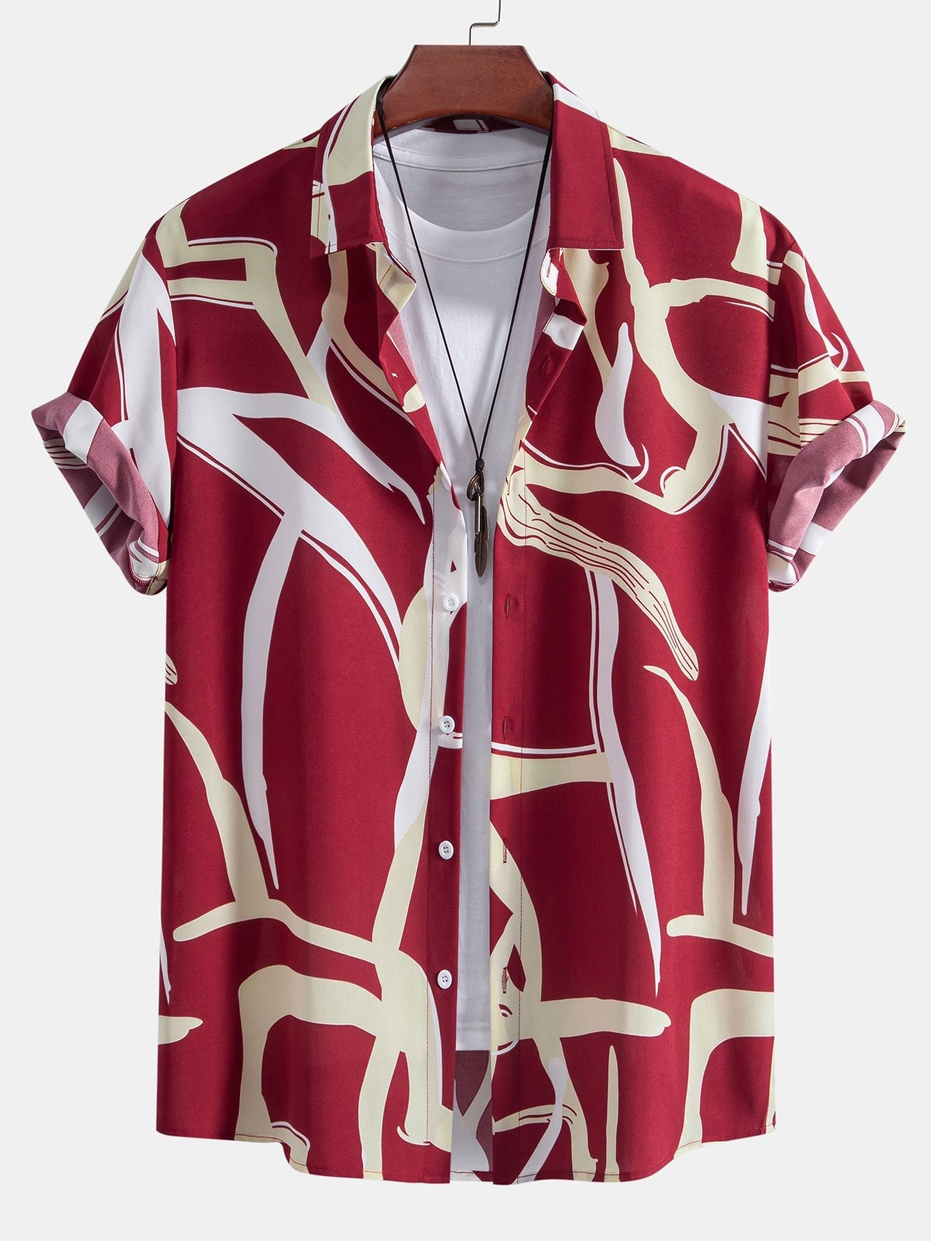 Abstract Print Button Up Shirt