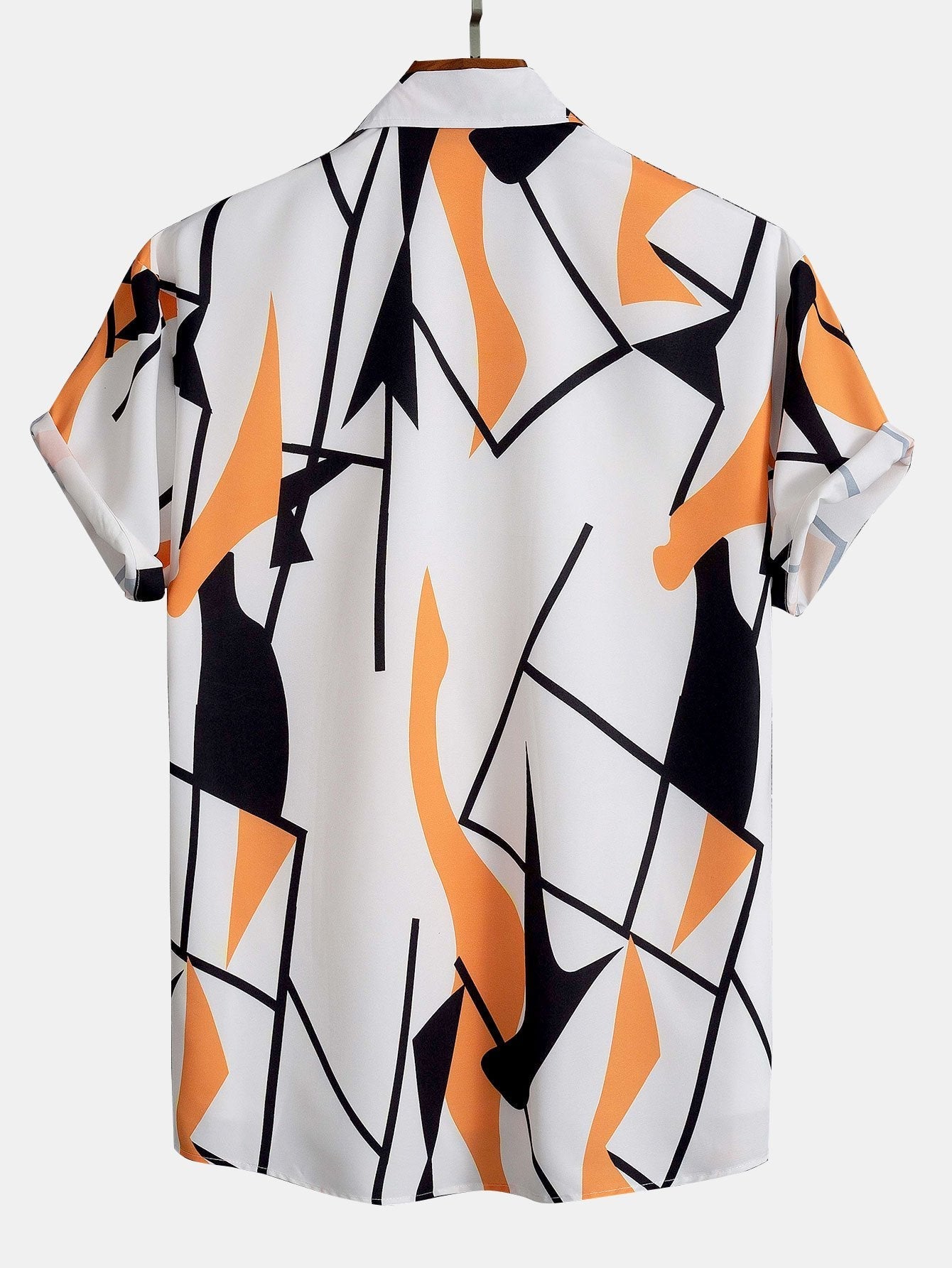 Color Block Abstract Print Button Up Shirt & Swim Shorts