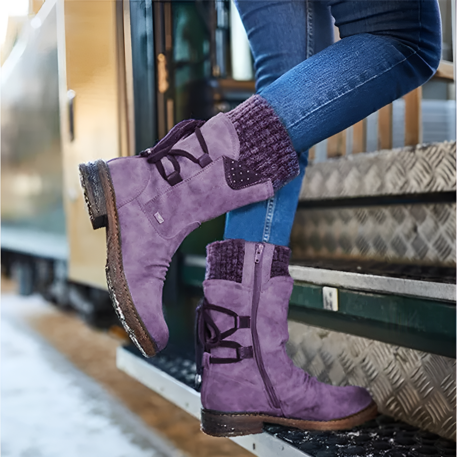 Emberly | Cozy Chic Boots with Knit Finish